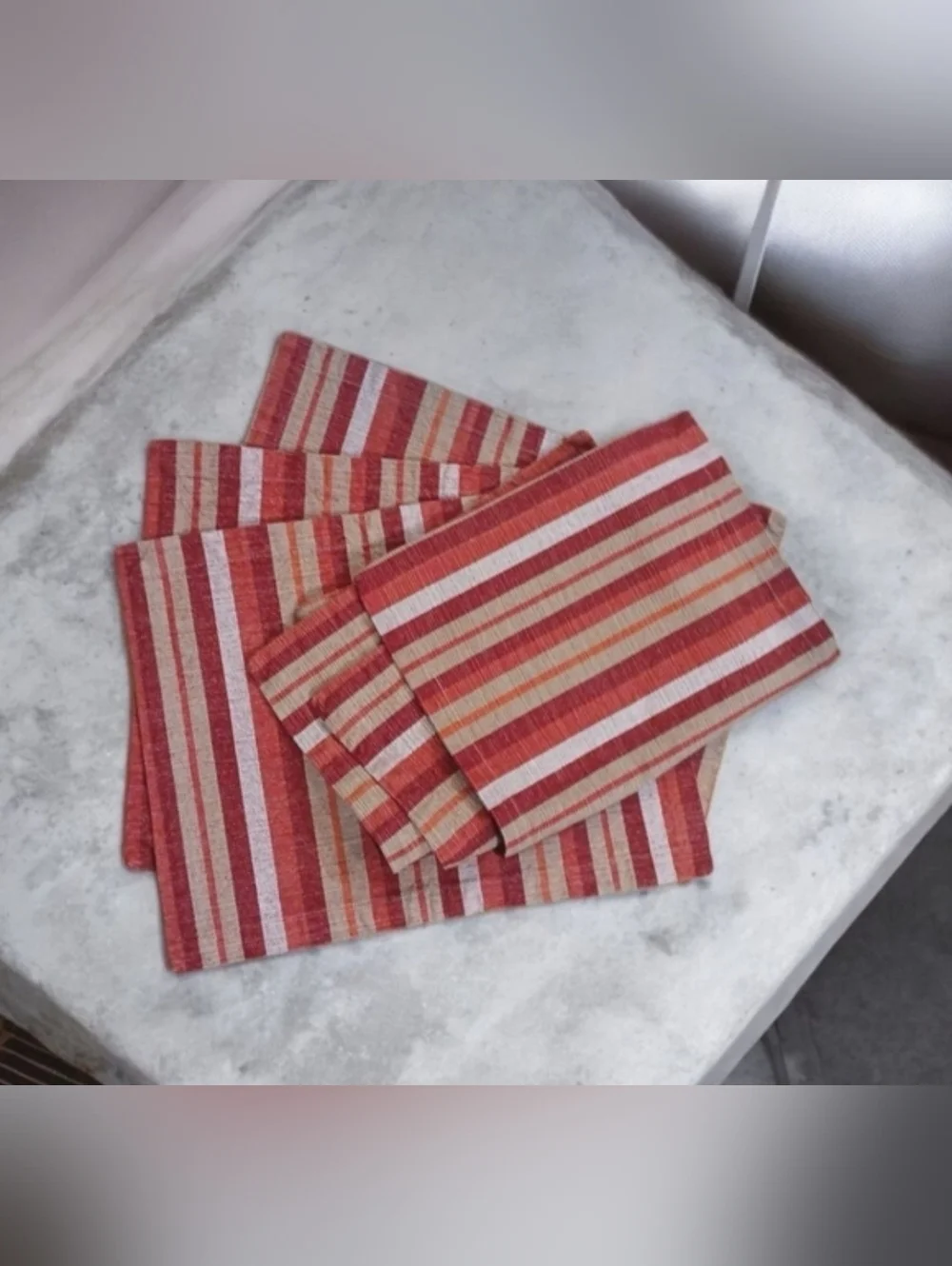 Set Of Six Striped Placemats